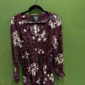 Anthropologie Maeve Smoked Waist Mini Dress